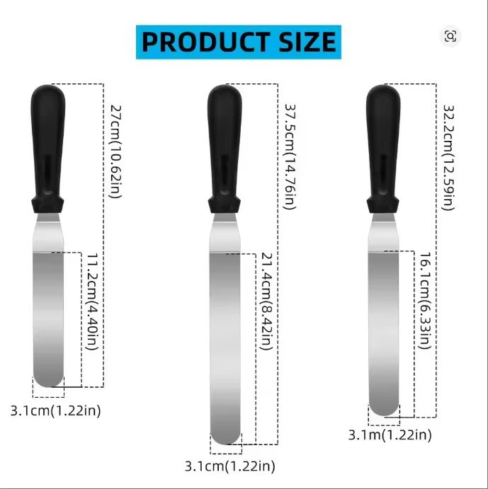 Stainless Steel Cake Decorating Angled Spatula Set 3 Piece 6 In 8 In 10 In Multi Function Frosting  3