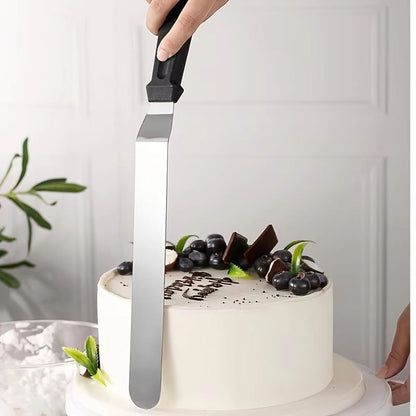 Stainless Steel Cake Decorating Angled Spatula Set 3 Piece 6 In 8 In 10 In Multi Function Frosting  4