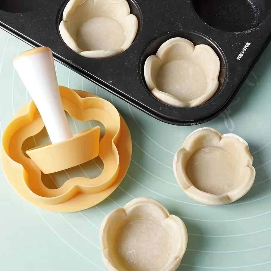 Pastry Dough Tamper Set Flower Shaped Cutter Cake Mold Creative Cake Cup Presser Biscuit Mold Pie T 4
