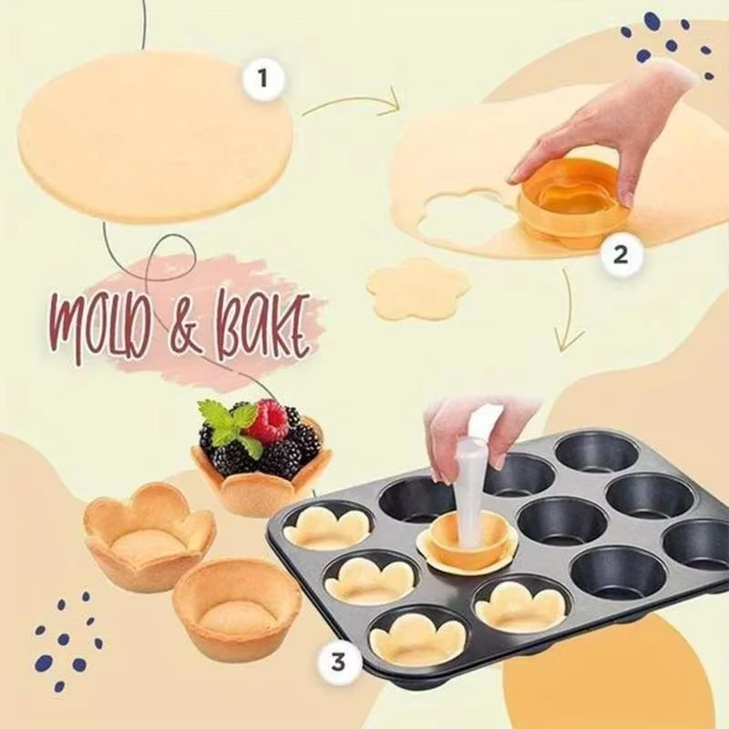 Pastry Dough Tamper Set Flower Shaped Cutter Cake Mold Creative Cake Cup Presser Biscuit Mold Pie T 5