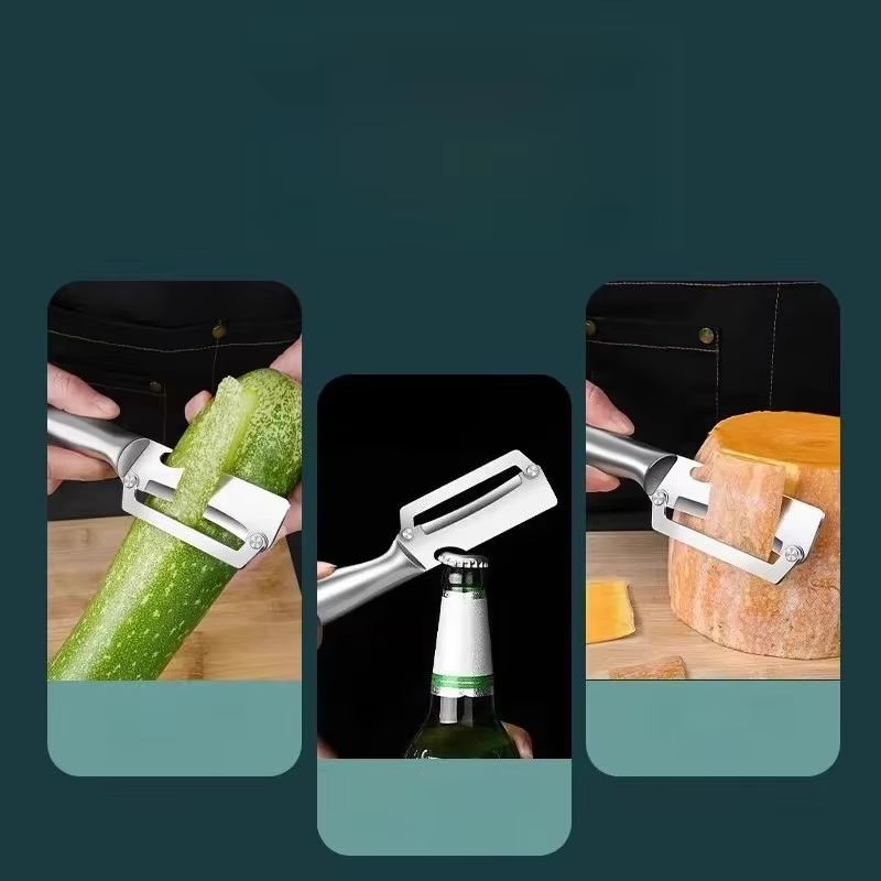 Stainless Steel Cane Peeler All Steel Kitchen Peeler Fruit Rack Peeler Wine Opener 2 In 1 Kitchen G 3