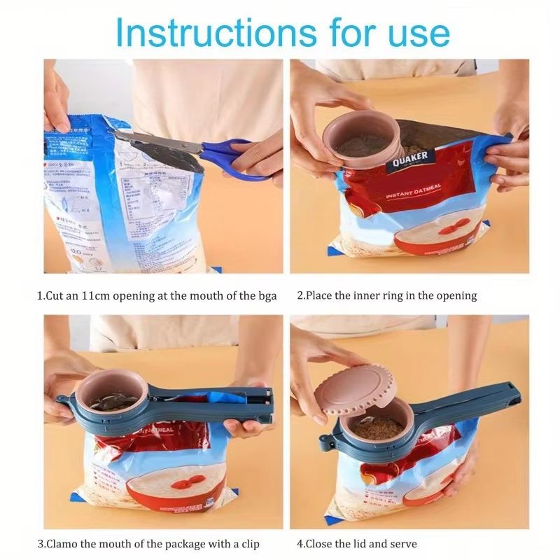 Food Storage Bag Sealing Clip With Pour Spout Snack Candy Storage Fresh Clamp Kitchen Organizer 5