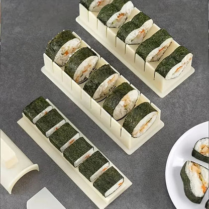 3 Piece Sushi Maker Equipment Kit Plastic Sushi Rolls Mold Round Square Heart Shaped Sushi Tools Cake Roll Mold