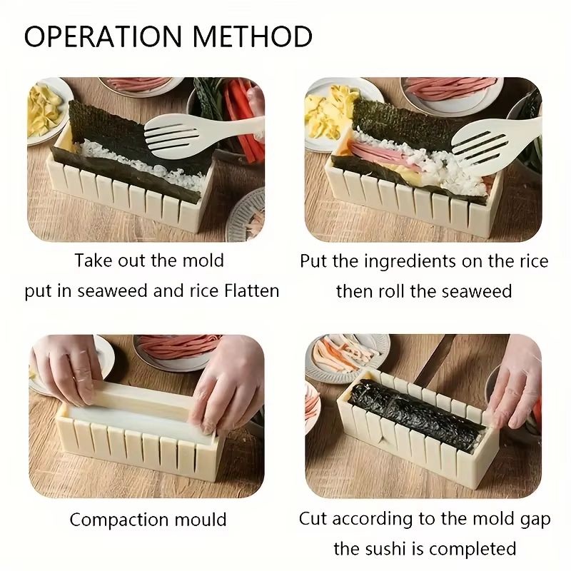 3 Piece Sushi Maker Equipment Kit Plastic Sushi Rolls Mold Round Square Heart Shaped Sushi Tools Ca 3