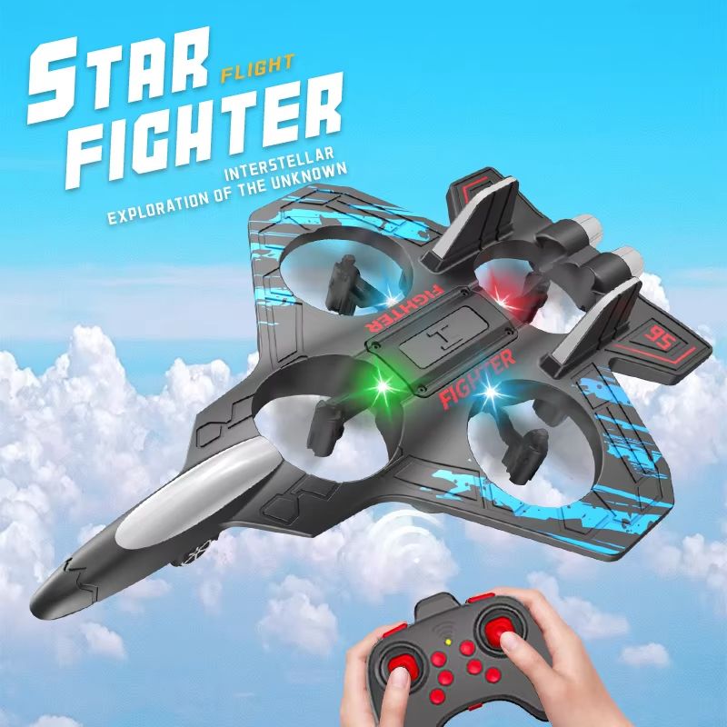 Glider Flying Helicopter RC Hobby Jet Plane 2.4G Stunt Remote Control Foam Fighter Airplane Toy With Light