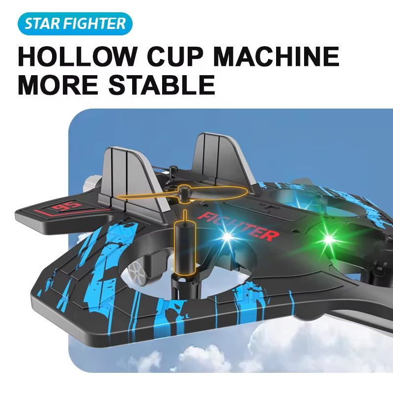 Glider Flying Helicopter RC Hobby Jet Plane 24G Stunt Remote Control Foam Fighter Airplane Toy With 2