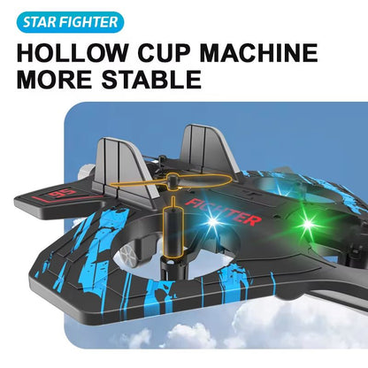 Glider Flying Helicopter RC Hobby Jet Plane 24G Stunt Remote Control Foam Fighter Airplane Toy With 2