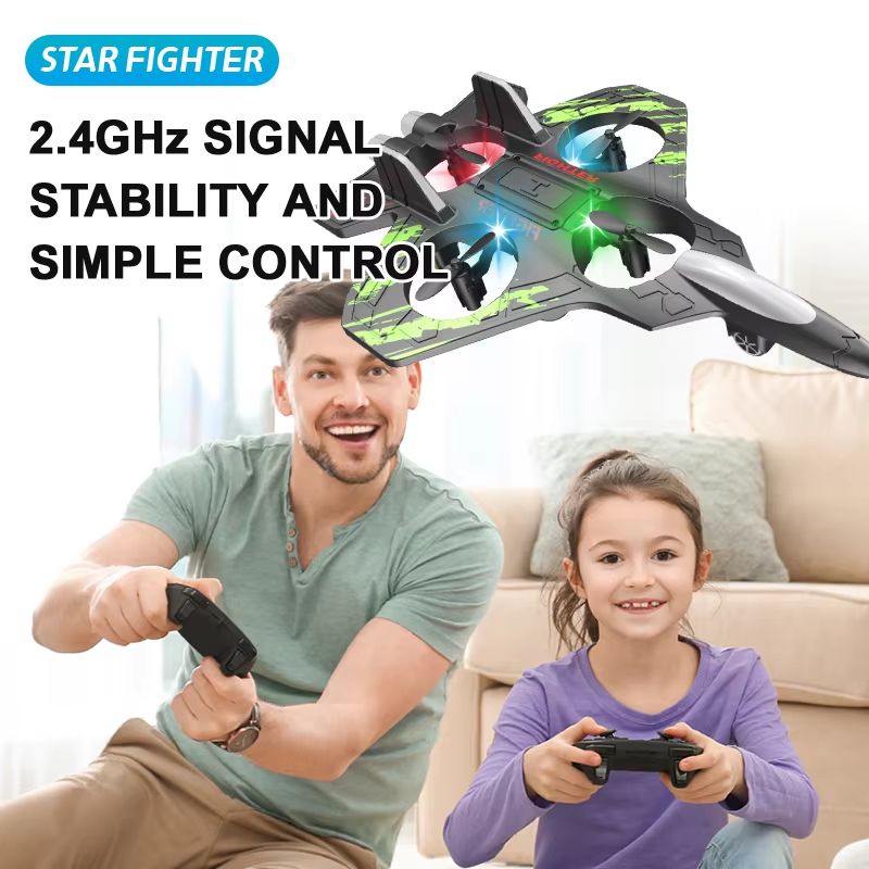 Glider Flying Helicopter RC Hobby Jet Plane 24G Stunt Remote Control Foam Fighter Airplane Toy With 3