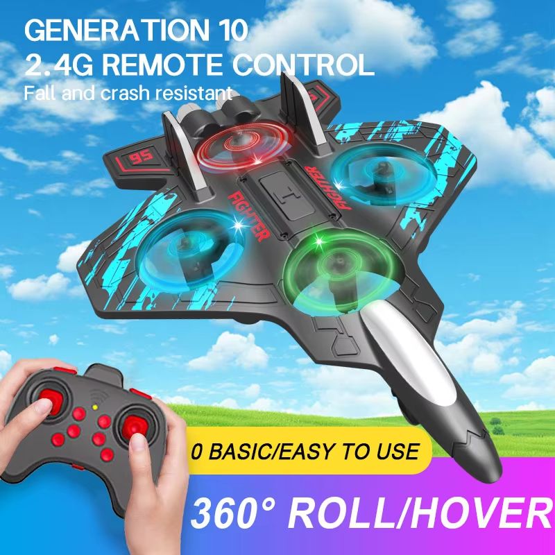 Glider Flying Helicopter RC Hobby Jet Plane 24G Stunt Remote Control Foam Fighter Airplane Toy With 5