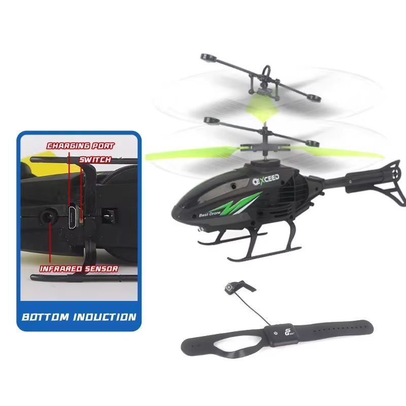 Watch Wrist Hand Controlled Induction Aircraft Impact Resistant Helicopter With Lighting Rechargeab 1