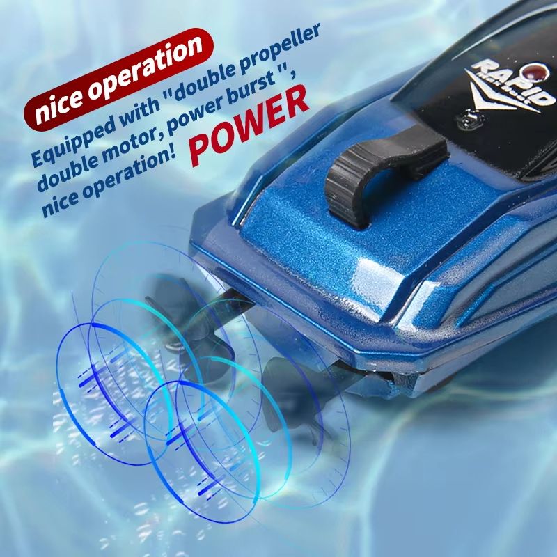Mini RC Boat 31 Mph Radio Remote Controlled High Speed Ship With LED Light Palm Boat Water Toy Pool 3