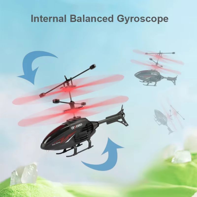Remote Control Induction Helicopter Dual Mode Suspended Aircraft With Lighting Anti Drop Collision  1