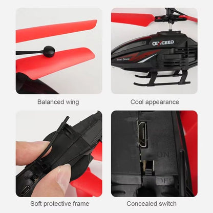 Remote Control Induction Helicopter Dual Mode Suspended Aircraft With Lighting Anti Drop Collision  3