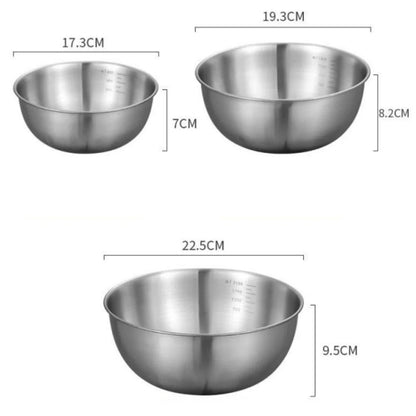Stainless Steel Mixing Bowl Set With Measurement Scale 10