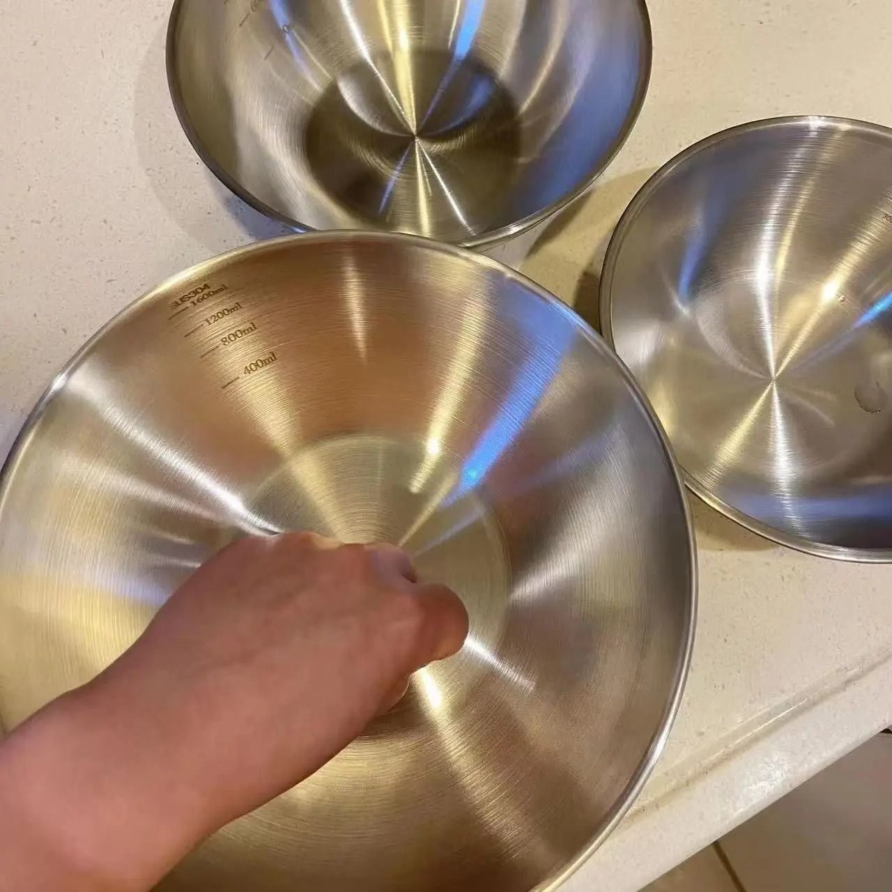 Stainless Steel Mixing Bowl Set With Measurement Scale 3