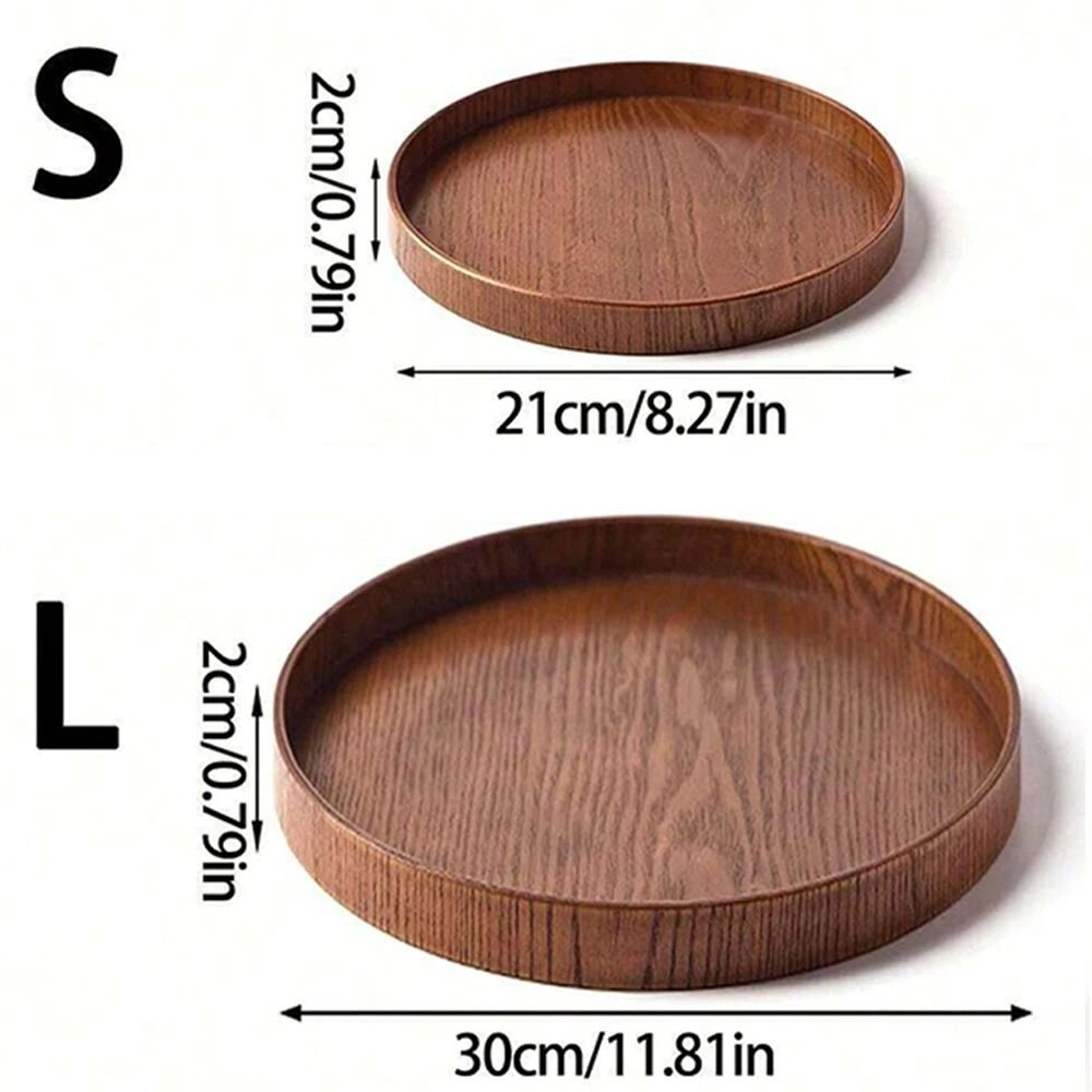 Round Wooden Serving Tray For Home And Kitchen 17