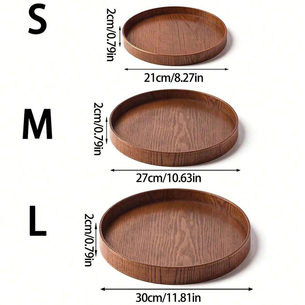 Round Wooden Serving Tray For Home And Kitchen 18