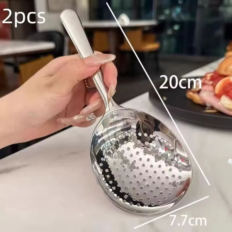 Stainless Steel Ladle  DrainHole Serving Spoon Set With HeatInsulated Handle 1 Or 2Pack 11