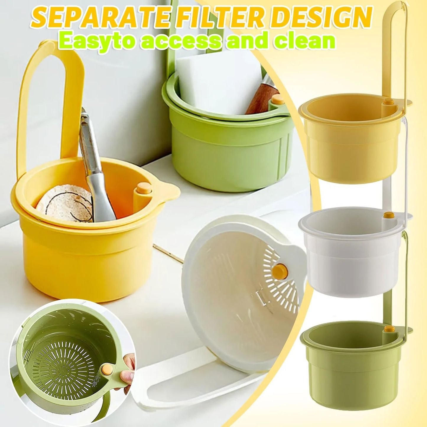 Self Cleaning Sink Strainer Basket With Automatic Dumping