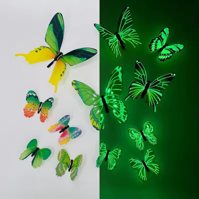 Luminous 3D Butterfly Wall Sticker Set  12Piece GlowUp DIY Home Decor 7