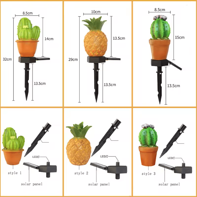 Solar Pineapple Cactus Garden Light 3