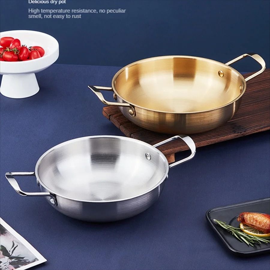 Stainless Steel Cooking And Serving Pan With Handles 1