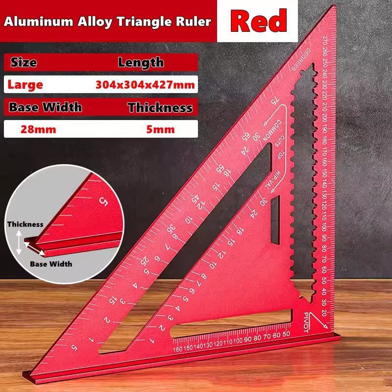 PrecisionCraft Aluminum Triangle Gauge  MultiFunction Woodworking Angle  Measuring Ruler 2