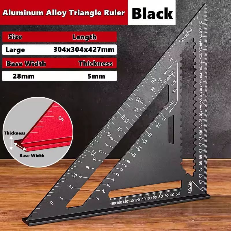 PrecisionCraft Aluminum Triangle Gauge  MultiFunction Woodworking Angle  Measuring Ruler 3