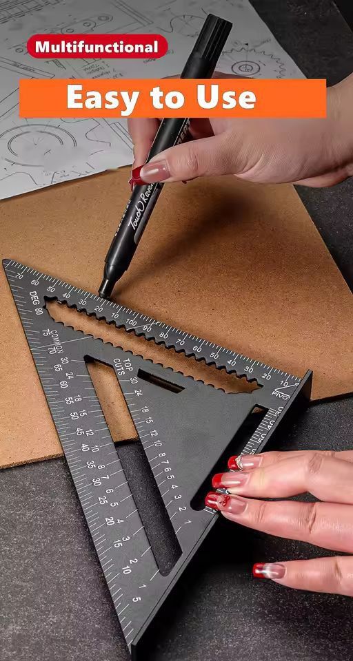 PrecisionCraft Aluminum Triangle Gauge  MultiFunction Woodworking Angle  Measuring Ruler 6