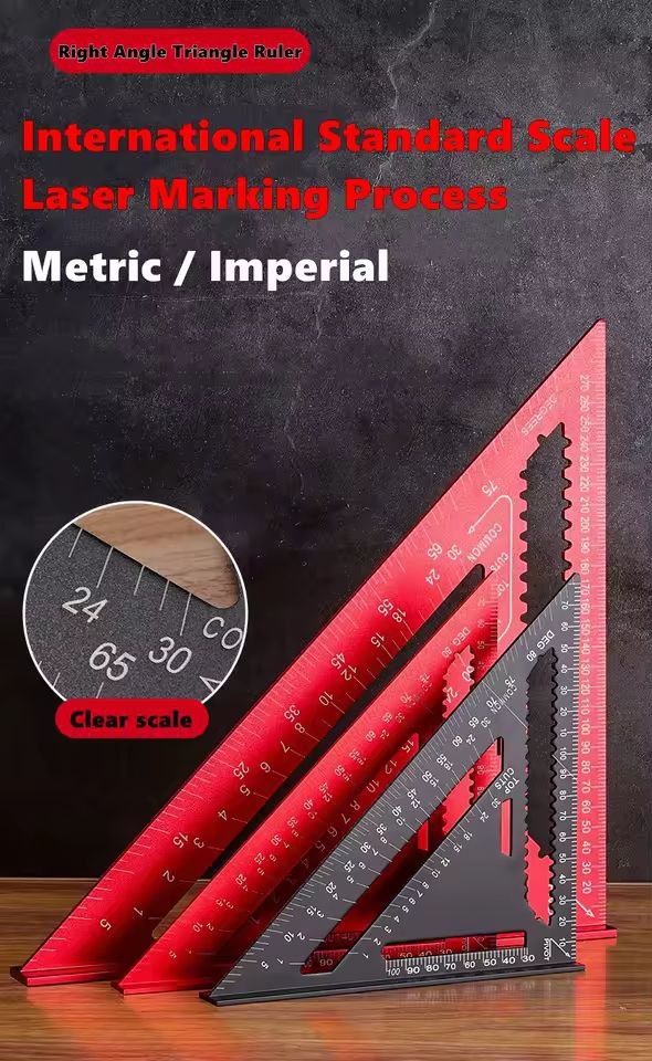 PrecisionCraft Aluminum Triangle Gauge  MultiFunction Woodworking Angle  Measuring Ruler 7