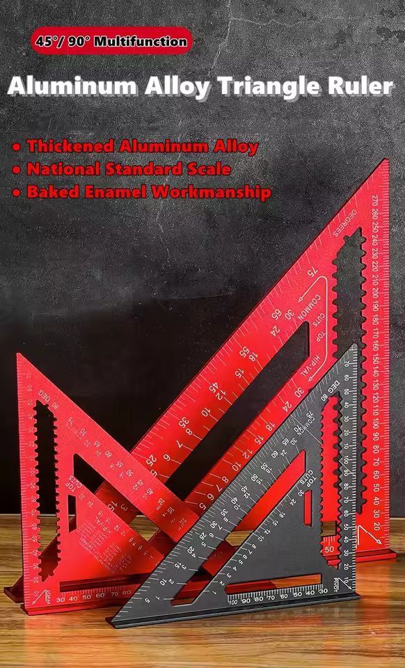PrecisionCraft Aluminum Triangle Gauge  MultiFunction Woodworking Angle  Measuring Ruler 8