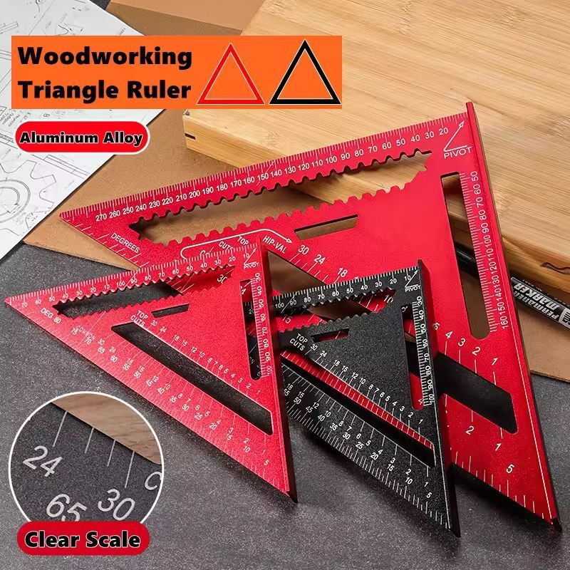 PrecisionCraft Aluminum Triangle Gauge  MultiFunction Woodworking Angle  Measuring Ruler 9