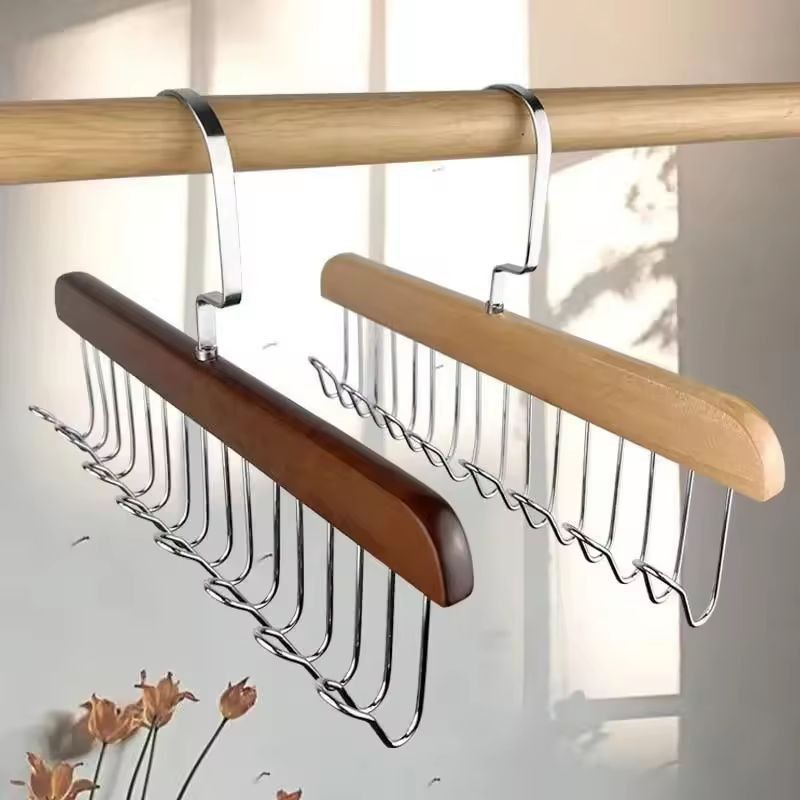 Classic Wood 8Hook Closet Organizer  Premium Solid Wood Hanger Rack For Belts Bras  Accessories 4