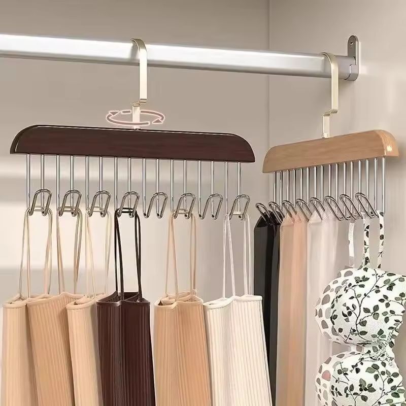 Classic Wood 8Hook Closet Organizer  Premium Solid Wood Hanger Rack For Belts Bras  Accessories 5