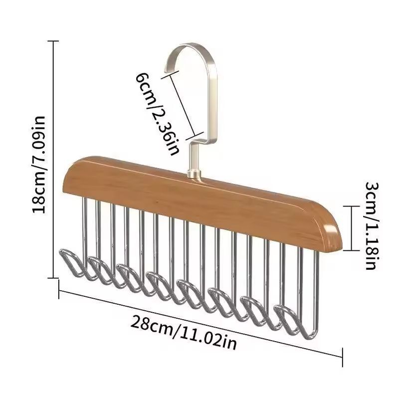 Classic Wood 8Hook Closet Organizer  Premium Solid Wood Hanger Rack For Belts Bras  Accessories 3