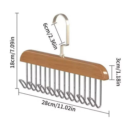 Classic Wood 8Hook Closet Organizer  Premium Solid Wood Hanger Rack For Belts Bras  Accessories 3