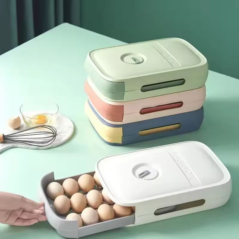 SpaceSaver Rolling Egg Organizer  Large Capacity Stackable Fridge Storage Box 1