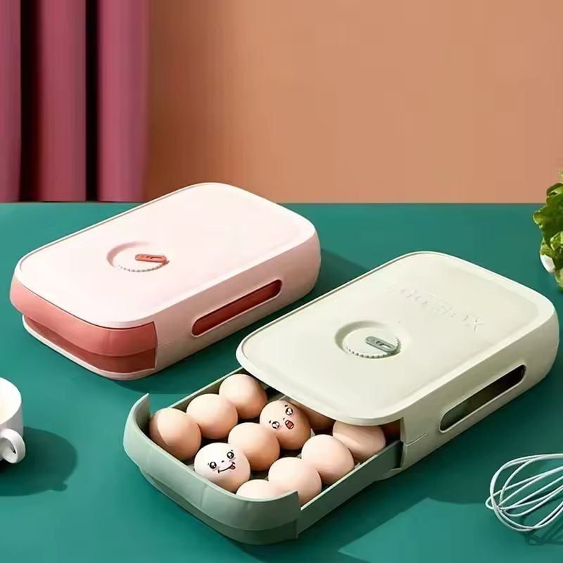 SpaceSaver Rolling Egg Organizer  Large Capacity Stackable Fridge Storage Box 2