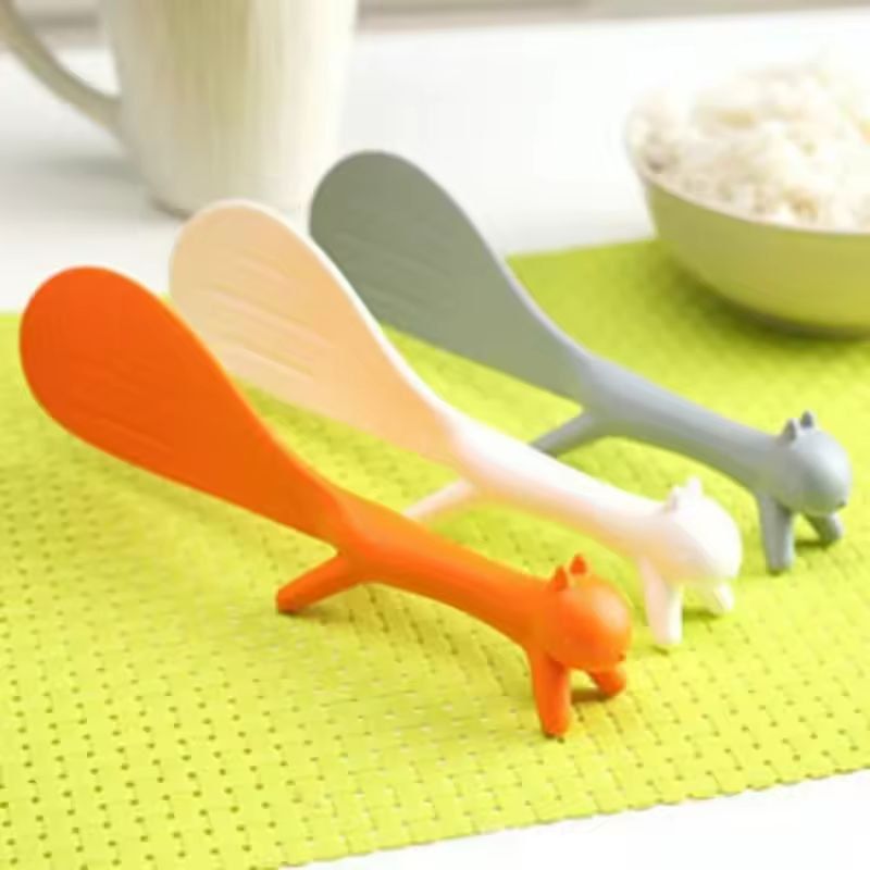 SquirrelTail NonStick Rice Paddle Set  Adorable Cartoon Squirrel Design For Effortless Rice Serving 5
