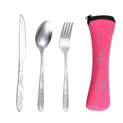 Urban Ease Stainless Steel Travel Cutlery Trio  Knife Fork  Spoon Set With Carry Case For Outdoor   2