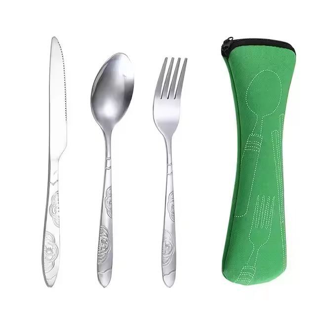Urban Ease Stainless Steel Travel Cutlery Trio  Knife Fork  Spoon Set With Carry Case For Outdoor   3