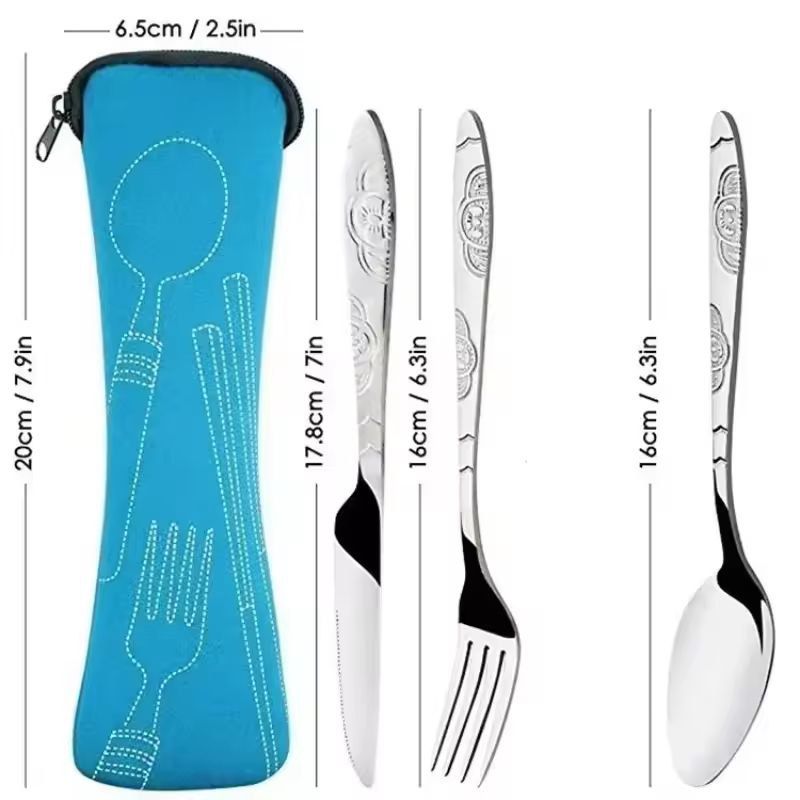 Urban Ease Stainless Steel Travel Cutlery Trio  Knife Fork  Spoon Set With Carry Case For Outdoor   5