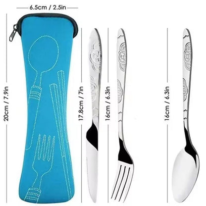 Urban Ease Stainless Steel Travel Cutlery Trio  Knife Fork  Spoon Set With Carry Case For Outdoor   5