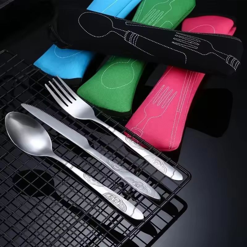 Urban Ease Stainless Steel Travel Cutlery Trio  Knife Fork  Spoon Set With Carry Case For Outdoor   6