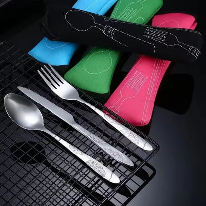 Urban Ease Stainless Steel Travel Cutlery Trio  Knife Fork  Spoon Set With Carry Case For Outdoor   6