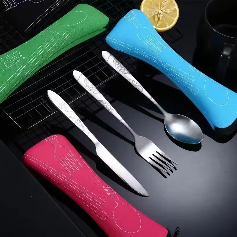 Urban Ease Stainless Steel Travel Cutlery Trio  Knife Fork  Spoon Set With Carry Case For Outdoor   7