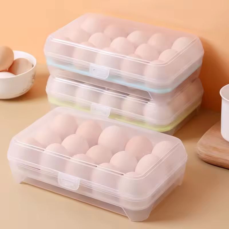 Refrigerator Egg Storage Box (15-Grid) – Stackable Premium PP Egg Organizer Tray