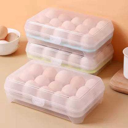 Refrigerator Egg Storage Box (15-Grid) – Stackable Premium PP Egg Organizer Tray
