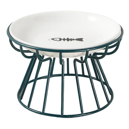 Ceramic Cat Food Bowl With Optional Raised Iron Stand 9