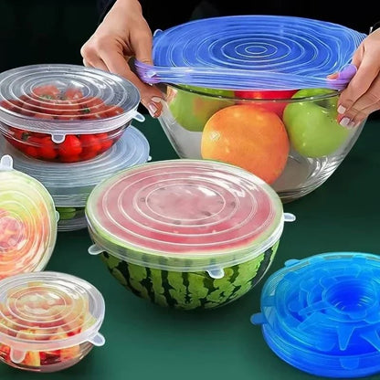 Reusable Silicone Stretch Lids – 6 Piece Airtight Bowl Covers Set